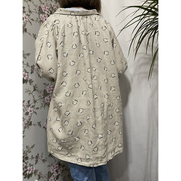 Gudrun Sjoden Boho Women’s Floral Linen Blouse Top Buttons Shirt Size M Over - Picture 4 of 10
